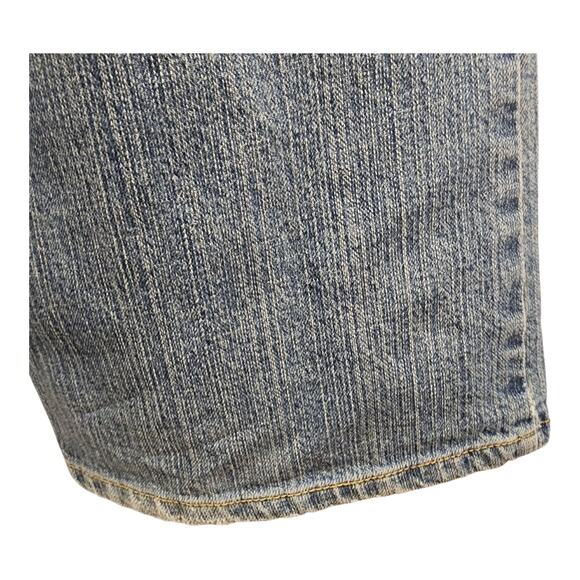 Wah Jens Women's size 16w Blue Denim Embroidered Floral Thick Stitch Boot-Cut - Picture 6 of 8